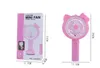 Summer High Fashion Mini Cartoon Fan Portable Hand Håller mini Cool Air Cooler USB laddning LED -ljus för Baby Kid ZZ