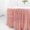 Saia de mesa rosa ouro design lantejoulas tecido toalha de mesa contornando para decoração de festa de evento de casamento