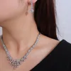 Ensemble de boucles d'oreilles et collier pour femmes, bijoux simples en cristal et zircone cubique, accessoires de mariage, CN10750