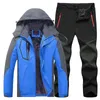 Conjunto de calças de jaqueta de treino masculino ao ar livre funcional caminhadas smoking cores e ternos de reparação