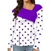 Women's T Shirts Long Sleeve Fashion Dot Print Jumper 2 A Tee Camisole Workout For Women Tunic Top 3x Glitter Shirt