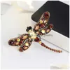 Ny mode vintage crystal emalj Dragonfly Brooches smycken för kvinnliga gåvor Kvinna Drop Delivery DHZX5