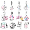 NOWOŚĆ 925 Srebrny Srebrny Różowy Cute Cat Paw Charms Koraliki Fit Pando 925 Oryginalne bransoletki Znakomite DIY BINDIND BINDIRLY Prezenty