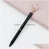 Ballpoint Pens Wholesale Diamond Butterfly Ballpoint Pen Type 1.0 Fashion Pens Office Stationery Creative Advertising 12 Colors Drop D Dhjpy