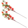 Decorative Flowers 2 Pcs Simulation Pomegranate Fruit Bouquet Decor Fall Stems Berry Picks Fake Iron Wire Decoration Lifelike Vases Home