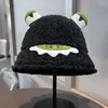 Boinas Mujeres Dibujos animados Rana Cubo Sombrero Ojos divertidos Pescador Cuenca Sombreros para Otoño Invierno Gorras de personalidad