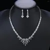 Ensemble de boucles d'oreilles et collier pour femmes, bijoux simples en cristal et zircone cubique, accessoires de mariage, CN10750