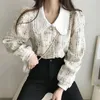 Women's Jackets WDMSNA Chic Retro Plaid Women Jacket Doll Collar Single Row Pearl Buckle Loose Ladies Puff Sleeve Tweed Short Coat Female