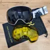 COPOZZ Skibrille mit Etui, gelbe Linse, UV400, Antifog, sphärische Brille, Skifahren, Herren und Damen, Schneebox-Set 240112