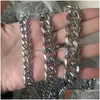 Chains 15Mm Cuban Link Necklaces Polishing Stainless Steel Necklace Bracelets Set For Men Women High Quality Jewelrychains6960845 Dro Dh5V0