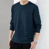 T-shirt da uomo Autunno Inverno Harajuku Waffle Shirt Uomo T-shirt casual oversize Manica lunga Uomo O Collo Moda Top Tees Abbigliamento maschile