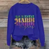 Sweat à capuche pour femmes, lettre Mardi imprimée, col rond, manches longues, haut confortable, grand sweat-shirt ailé