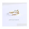 12 Constellations Band Rings Rhinestone Amet Zodiac Signs Gold Sier Colors Fashion Anniversary Jewelry Drop Delivery Ot4Ln