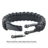 Charm Bracelets 2024 Outdoor Camping Paracord Survival Braided Rope Bracelet Men Black Stainless Steel Adjustable Clasp Pulsera Hombre