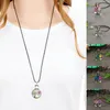 Pendant Necklaces Boho Handmade Dried Flower Butterfly Glass Necklace Luminous Creative Leather Chain Long Fashion Jewelry Gifts