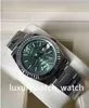 شاهد Men Green Dial Upanx Womans Watchs 36mm الياقوت الزجاجية التلقائية الميكانيكية 124300 ساعة معصم مع صندوق الهدايا