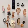 Hooks Cute Animals Magnetic Hook Key Holder Hanger Magnets For Fridge Kitchen Bathroom Organizer Storage Refrigerator Message Sticker