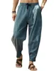 Men's Pants 2024 Summer Plus Size Loose Casual Sweatpants Cotton Linen Drawstring Hip Hop Bloomer Trousers Men