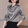 Marque qualité luxe femmes chemise élégant bureau boutonné à manches longues chemises Momi soie crêpe Satin Blouses affaires haut pour femme 240112