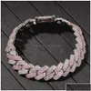 Catena Nuovo Arrivo Bracciale a Maglia Cubana Personalizzato Oro Bling Diamanti da Uomo Ghiacciato Cubic Zirconia Curb Polsino Cz Catene di Pietra Rap Dhu2O