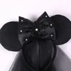 Hair Accessories White Day Mouse Ears Headband With Veil Sequins 5"Bow Headwear For Women Festival Hairband Single Party DIY