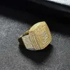 2024 Beliebter Hip Hop Ring Iced Out Gold 925 Sterling Silber Baguettemen Quadratische Ringe für Männer