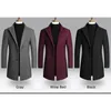 BROWON Brand Korean Coat Men Autumn and Winter Woolen Casual Slim Fit Windbreaker Long Solid Color Jacket 240113