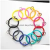 Nouveau Sile couleur unie O porte-clés bracelet cercle mignon porte-clés dragonne en gros pour livraison directe Dhxdc