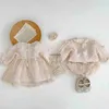 衣類セット新生児の女の花のメッシュドレスコットン服セット幼児幼児ブラウス+ショートパンツ春秋の衣装ベビー服