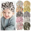 Cotton Baby Beanie Three Bows Infant Flower Printed Bonnet Leopard Print Newborn Knot Turban Hat Wrinkle Bow Double Layer Hats