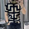 designer luxury Men's T-Shirts Multicolor Short Sleeve Knitting T-Shirt Men Slim Streetwear Contrast T Shirt Tee Homme Social Club Outfits Tshirt 0RIB