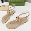 Sandals Designer Women Flat Bottomed Printed Leather Clip Toe Casual Dress Shoes with Metal Decoration Ankle Strap Buckle Factory Shoe Original Quality