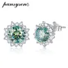 Pansysen Stud Earring 925 Sterling Silver Jewelry 65mm 10 karat diamantörhängen för kvinnor Bröllopsengagemang 240112