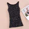 Women's Tanks Sequin Embellished Camisole O Neck Slim Fit Tank Top For Women Shiny Sparkling Stage Show Performance Vest Soft Pullover