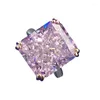 حلقات الكتلة الربيع Qiaoer 925 Sterling Silver Crushed Cut 14 16 mm Lab Sapphire Gemstone Fin