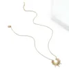 Pendant Necklaces Unique Sun Women Fashion Stainless Steel 18K Gold Color Chain Patry Jewelry Gift