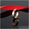 Bandringen Zirkoon Paar Ring Dames 5Mm Roestvrij staal Gepolijst Rose Goud Mode-sieraden Valentijnsdag Cadeau Voor Vriendin Accesso Dh4Ph