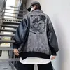 High Street Suede Bomber Jacket Men Women Letter Rose Embroidery Loose Patchwork PU Leather Coat Unisex Varsity Baseball Outwear 240112