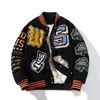 Borduren Varsity Jacket Heren Dames Letter Winter Amerikaans honkbaljack Hip Hop Wollen jas Dikke warme uitloper Parka's Bruin 240113