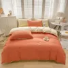 Ropa de cama familiar de algodón, juego de 3 uds., dos colores puros, funda de edredón para niños, funda de almohada, estilo europeo 240113