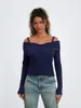 Chandails pour femmes Femmes Automne Tricoté Top Casual Couleur Solide À Manches Longues Col Pliant Spaghetti Sangle Tops Avant Boutonné Chemisier