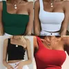 Damen Tanks Camis Frauen Dame Weiblich Eine Schulter Crop Tops Ärmelloses T-Shirt Tank Sommer Strand Weste Bauchfrei Mode Kleidungephemeralew1