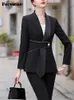 Cotvotee eleganckie solidne spodnie Suit 2023 Koreańskie biuro mody damskie Chic Blazer Jacket Casual garnitury 2 -częściowy zestaw 240112