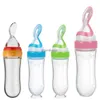 New Baby Bottles# Baby Silicone Squeezing Feeding Bottle Newborn Baby Training Spoon Infant Cereal Food Supplement Feeder Bbay Safe Tableware