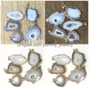 Collane con ciondolo 5 pezzi pietra naturale brasiliana galvanizzata fetta con bordi aperti agate bianche geode Drusy Druzys per gioielli collana Dr Dhakl