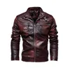 Leather Jacket Men Winter Fleece Motorcycle Faux Leather Jacket Removable Fur Collar Windbreaker Ropa De Hombre Slim Coat 240113