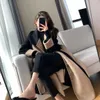 Chic Woolen Patchwork Trench Coat for Women Double-breasted Cardigan Anti-wrinkle Lapel Winter Coat High Sense Overcoat Outwear 240112