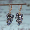 Women Natural Freshwater Pearls Grape Dangled Drop Earrings White Pink Black Baroque Pearl France Copper Earring Hook Jewelry 240113