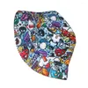 Berretti Reversibili Pieghevoli Stampa Cartoon Cappello da pescatore Uomo Donna Estate Sole Panama Protezione solare esterna Pesca Pescatore Cappelli Hip Hop femminile