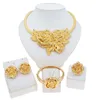 Ensembles de bijoux italiens pour femmes, plaqué or véritable, collier et boucles d'oreilles, luxe, cadeau de mariage, de saint-valentin, 240112